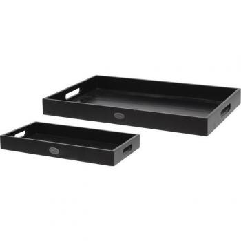 Koopman Dekotablett Set – Schwarz, Holzkonstruktion, 2 Stück