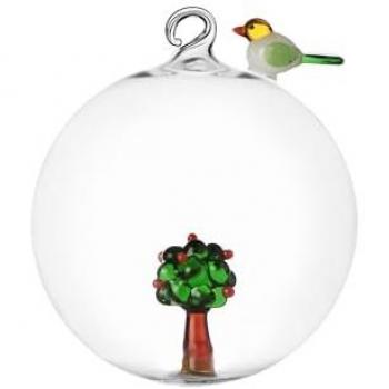 Ghirlanda di Natale Rosso con Albero e Uccello (Set da 2)