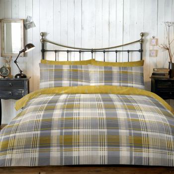 Connolly Ochre Check Brushed Cotton Duvet Set