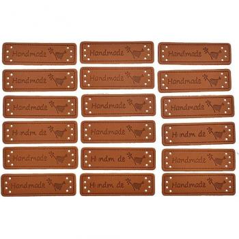Etiquetas de cuero PU hechas a mano, 50 piezas para ropa