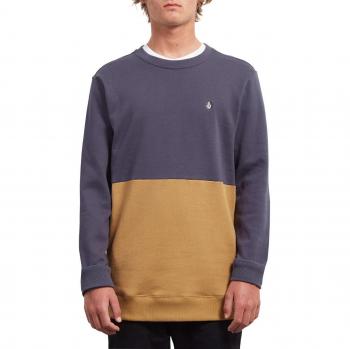 Volcom Sudadera Sngl STN DIV Crew, Color Azul, Talla XL