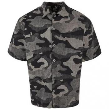 Urban Classics Laser Camo Printed Boxy Shirt Hemd black camo