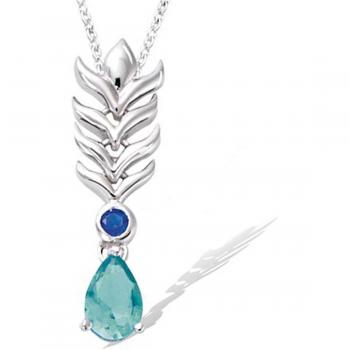 Gioiello Sissi Argento Verde con Pluma di Pavone [R3788]