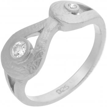 Orphelia Women's Ring 925 Silver Rhodium-Plated Matte White Zirconia Brilliant Cut Size 50 (15.9)