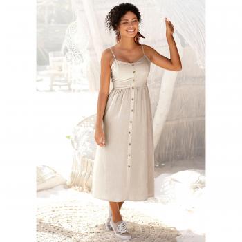 Damen-Sommerkleid Lascana 36, unifarbenes Midikleid aus Leinen & Baumwolle