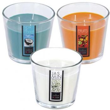 Set di 3 candele profumate D.13,5 cm. Fragranze a rosa, frutti rossi e lampone