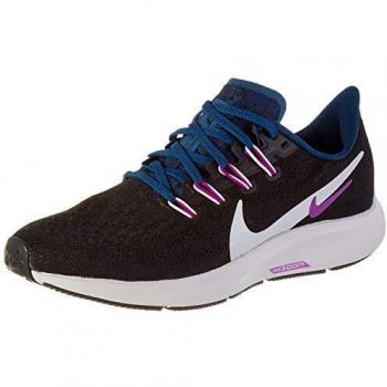 Nike WMNS Air Zoom Pegasus 36, Chaussures de Trail Femme, Multicolore (Noir/Blanc Sommet/Bleu Valérien/Violet Vif), 38 EU