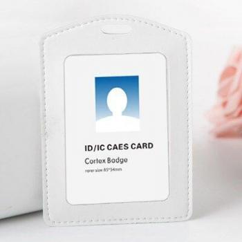 Horizontal/Vertical Soft PU Leather ID Holder, Without Lanyard, for Students/Business/Staff
