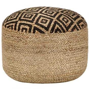 Premium Black Leather Pouf, 45 × 30 cm – Artisan Crafted