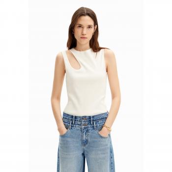 Camiseta Cut-Out Canelada Branca