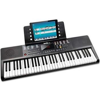 RockJam 61-Key Compact Keyboard with Sheet Music Stand, Power Supply, 