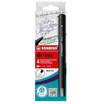 STABILO dr!ver penne tecniche 0,4 mm – Colore blu, nero, verde e rosso (4 pz)