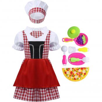 Kids Girls Chef Cosplay Dress with Cook Tools