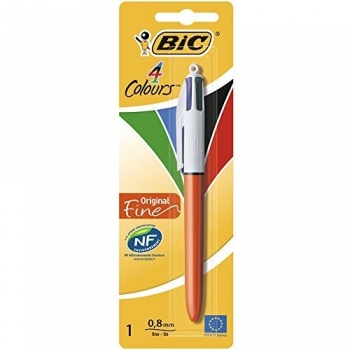 BIC 802078 Vierfarbiger Bleistift-ähnlicher Schreibstift – Feine Spitze, Blister