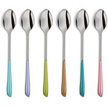Elegant Metallic Latte Teaspoon Set – 6 Long Handled Pieces