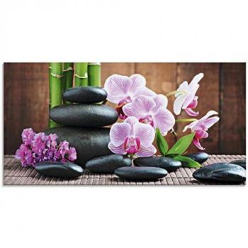Artland Glasbild »Spa Konzept Zen Steinen Orchideen«, pink