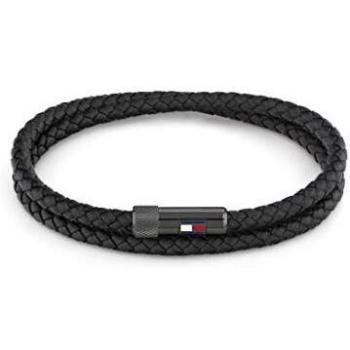 Bracelet en Cuir Noir pour Homme Tommy Hilfiger
