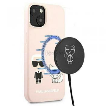 Funda Dura Karl Lagerfeld KLHMP13MSSKCI para iPhone 13 (Ikonik Karl & Choupette + Magenta / Rosa Claro)