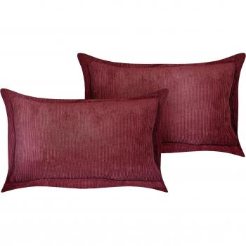 Set di 2 cuscini decorativi in velluto a coste borgogna 47 x 27 cm stile moderno e tradizionale