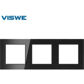 VISWE Interruptor de Vidrio Templado Blanco, Panel de Enchufe, Placa de Hierro 224mm x 82mm, Sin Instalar