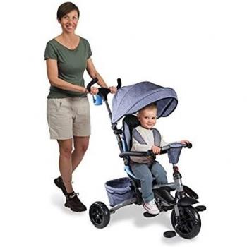 Moovi Explore Triciclo con Tenda Parasole Blu Jeans