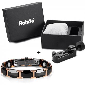 Bracelet Magnétique Rainso – Noir, Céramique & Tungstène, Soins de Santé, Or, Lien Femme, ORB‑216‑01BKG