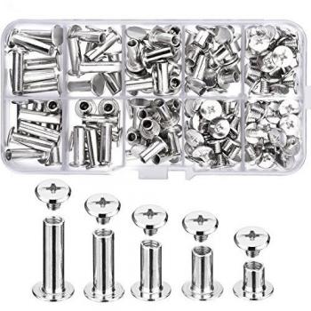 Bookbinding & Leathercraft Chicago Screws Set – 80 Pieces, Round Head