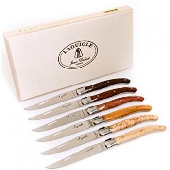 Laguiole Jean Dubost 6-Piece Assorted Wood Handle Steak Knife Set