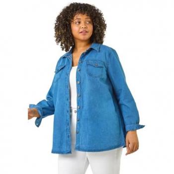 Denim Curve Bleu – Chemise 100 % coton avec bouton