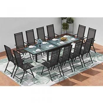 Tavolo allungabile in alluminio con 12 sedie in textilene Brescia