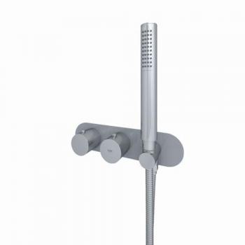RAK Ceramics Rak Feeling Grey Round Horizontal Concealed Thermostatic Dual Control Shower Valve