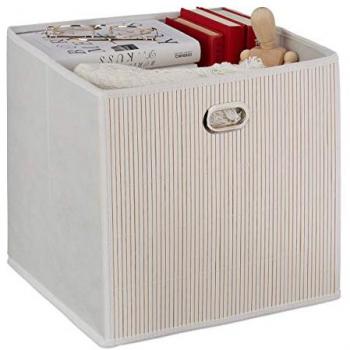 Set de 4 Cestos de Bambú para Almacenaje, Cesta Cuadrada, 31 x 31 x 31 cm, Plegable, Blanco