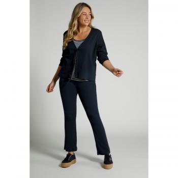 Pantaloni a costine in cotone biologico, taglio boot cut, Donna, Blu, Taglia 64/66