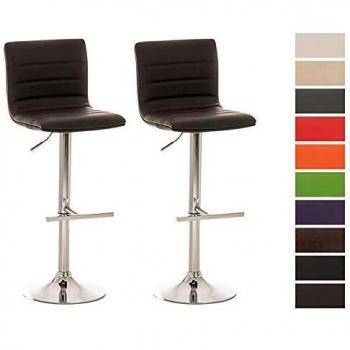 Valenzia 2er Barhocker Set – Rot, mit Kunstlederbezug, Höhenverstellbar
