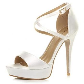 AJVANI Women's White 2‑Part High Heel Platform