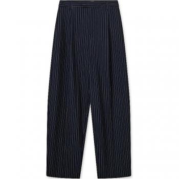 MOS MOSH Women's Wide Trousers MMARVEN ROY Dark Blue Size 40 Soft and Stylish Pinstripe Pants