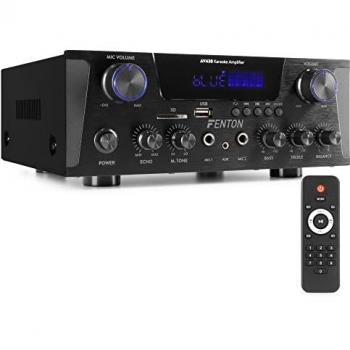 Fenton AV430B Ampli HiFi 600 Watts Noir, Bluetooth, Radio FM, MP3, SD/USB, Karaoké, Deux Entrées Micro