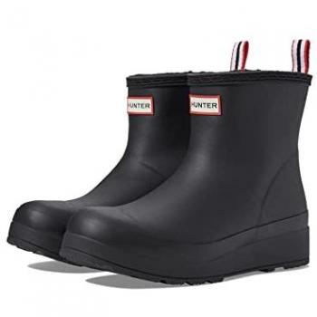 Women's Black Insulated Short Rubber Wellington Boots