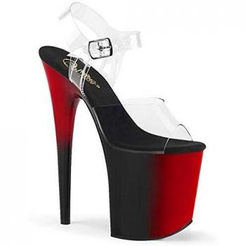 Pleaser Damen 808BR Flamingo High‑Heels Plateau in Schwarz & Rot – EU 40