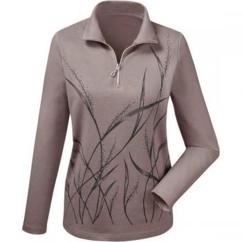 Modisches Langarm-Poloshirt Winter-Trend, taupe, unifarben