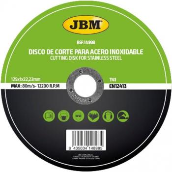 Disco de Corte Industrial T41 – Acero Inoxidable 125X1 mm (JBM)