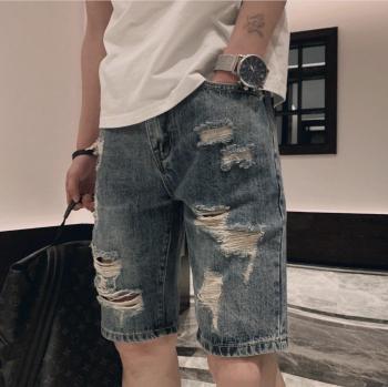 Shorts Hip Hop déchirés en denim