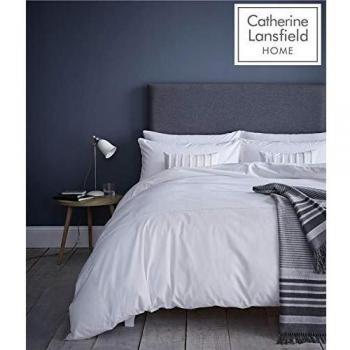 Pom Pom Embellished Duvet Set (Single, White) by Catherine Lansfield
