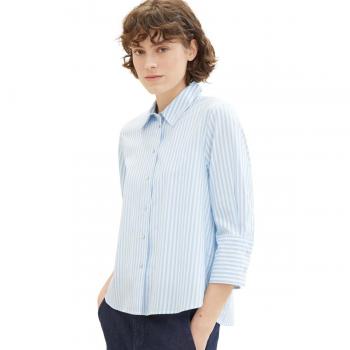 Blusa de mujer a rayas de manga larga hasta la cadera