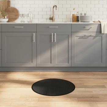 Runder Teppich Schwarz 60 cm aus Bambus