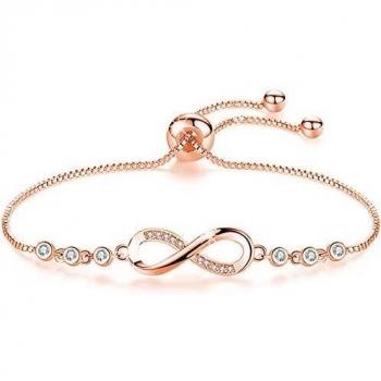 Dual Radiance 14K Rose Gold CZ Paved Adjustable Bracelets