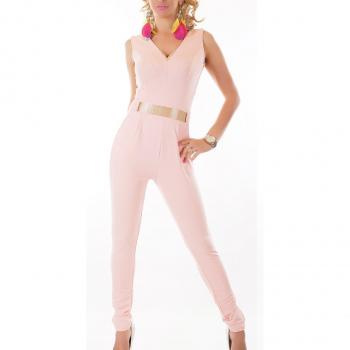 Trendiger High-Waist Maxi-Overall mit Gürtelapplikat (M/L)