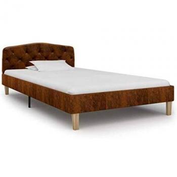 VidaXL 90x200cm Brown Bed Frame in Faux Leather