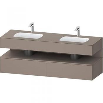 Duravit Qatego Einbauwaschtisch Möbel-Set 160 x 55 x 60 cm – Konsolenunterbau, Basalt matt, Doppelbecken