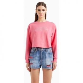 Roze Kristale Crop Top met Merklogo